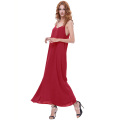 Kate Kasin Sexy Womens Summer Casual suelta correas espaguetis V-cuello vestido rojo Maxi KK000700-2